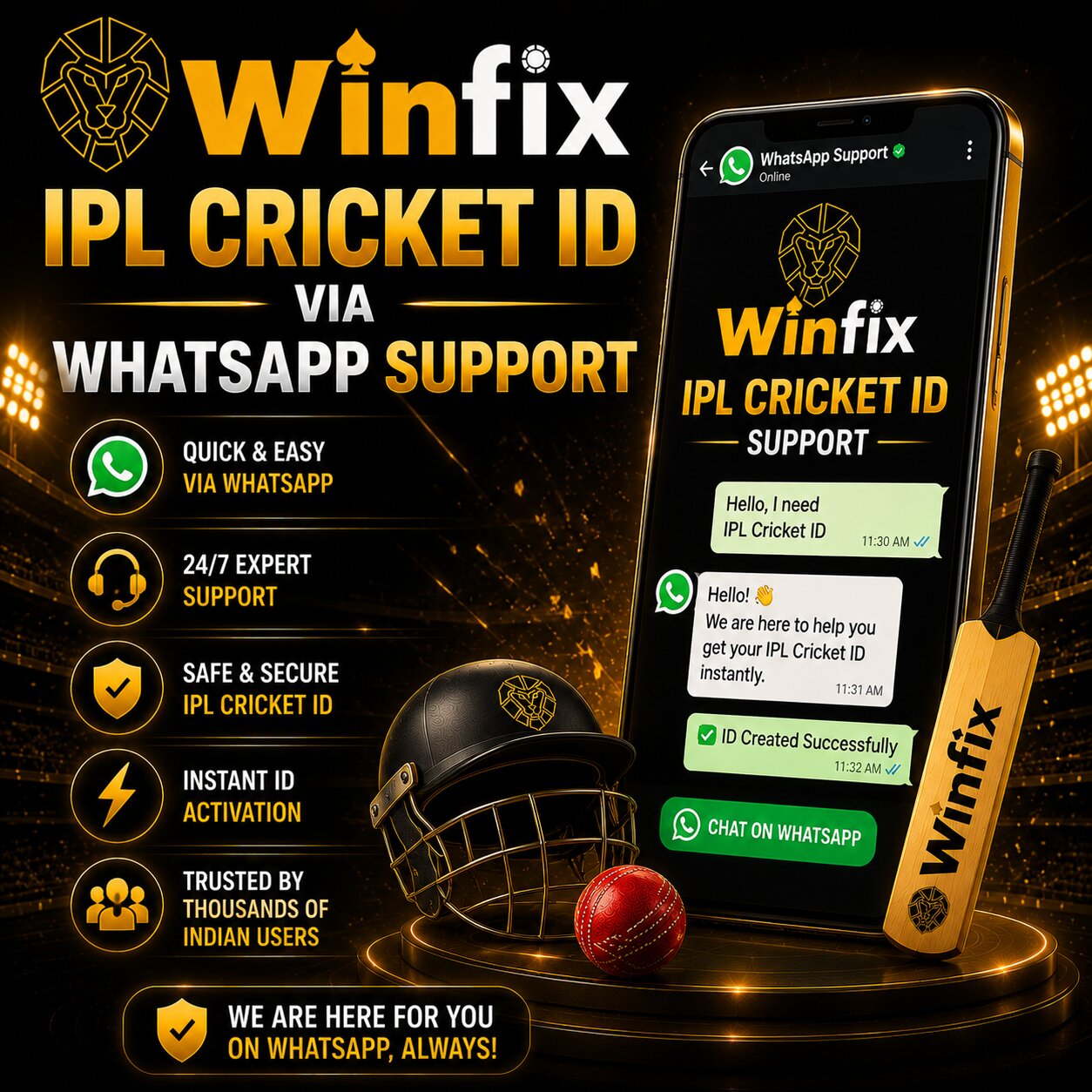 IPL Cricket ID via WhatsApp Support